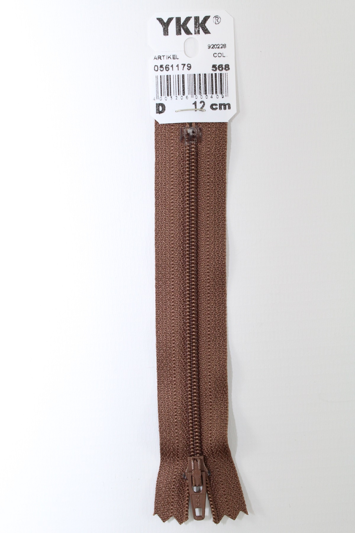 YKK-Reissverschluss 12cm-60cm, nicht teilbar, tabak