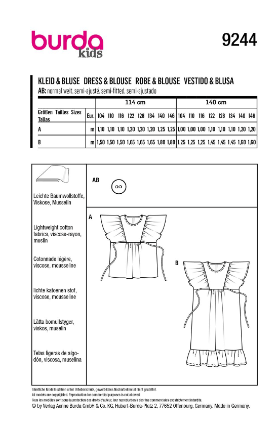 burda Schnitt 9244 " Kleid und Bluse" burda Schnitt 9244 " Kleid und Bluse"