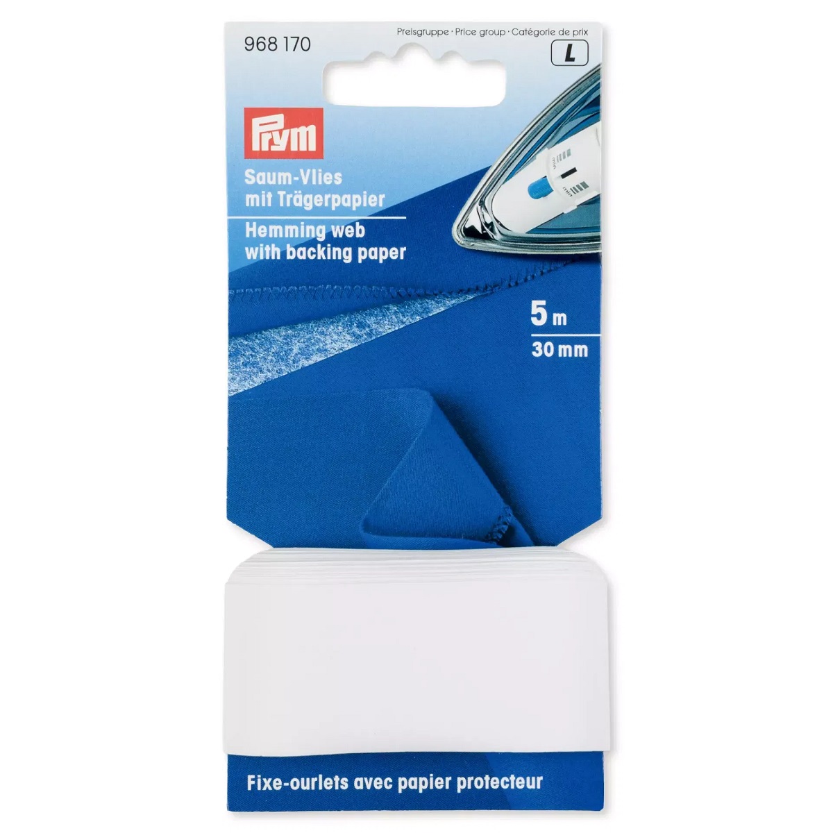 Saumvlies mit Trägerpapier zum Einbügeln, 20mm, weiß