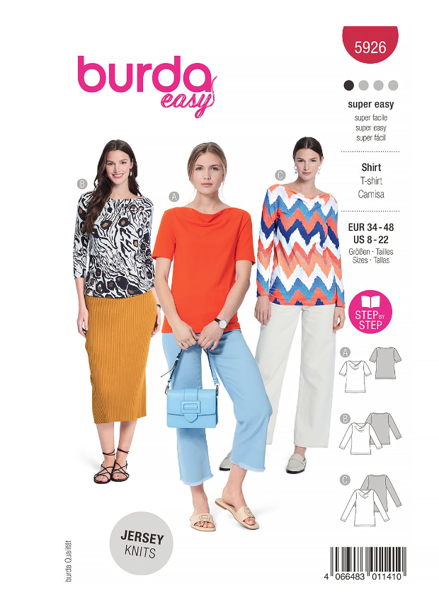burda Schnitt 5926 "Shirts mit Wasserfallausschnitt" burda Schnitt 5926 "Shirts mit Wasserfallausschnitt"