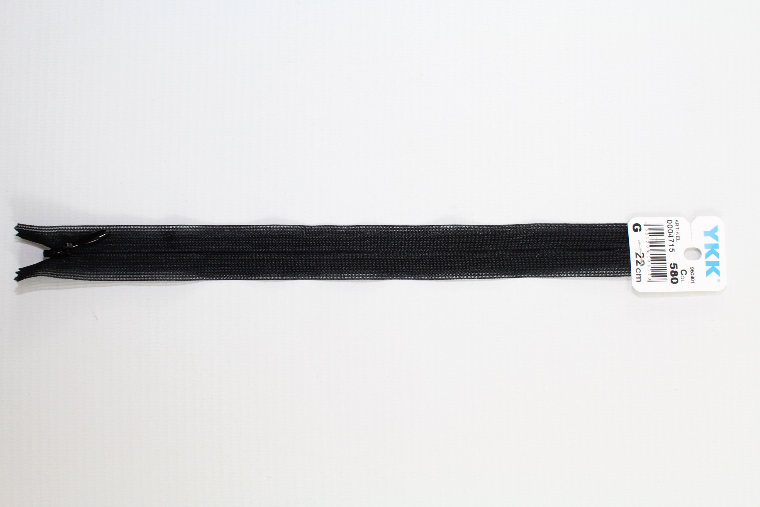 Nahtverdeckter Reissverschluss aus Kunststoff 22cm (schwarz) Col. 580