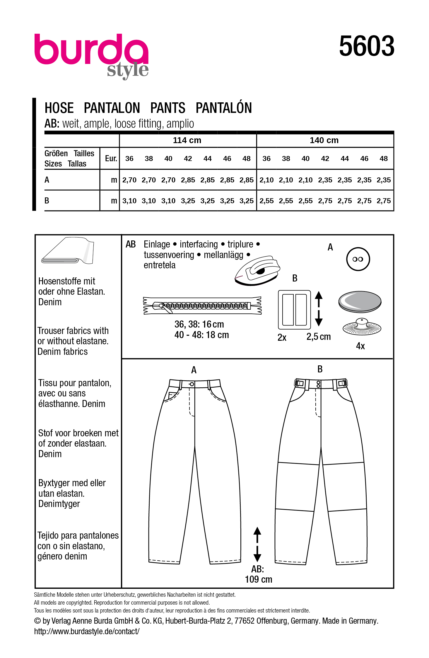 burda Schnitt 5603 - Barrel Hosen