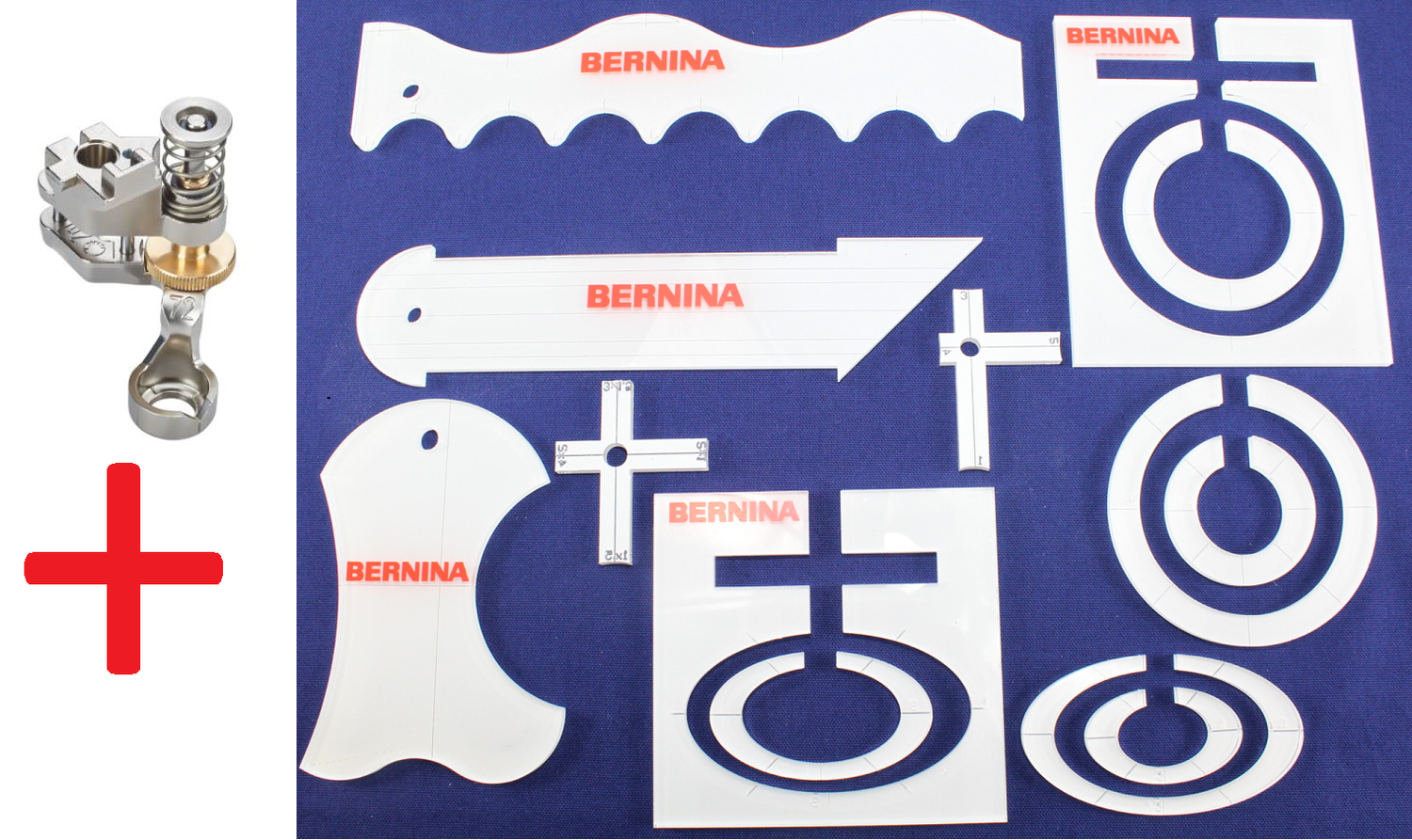 Bernina Rulerfuß Nr. 72 mit Formschablonen-Set