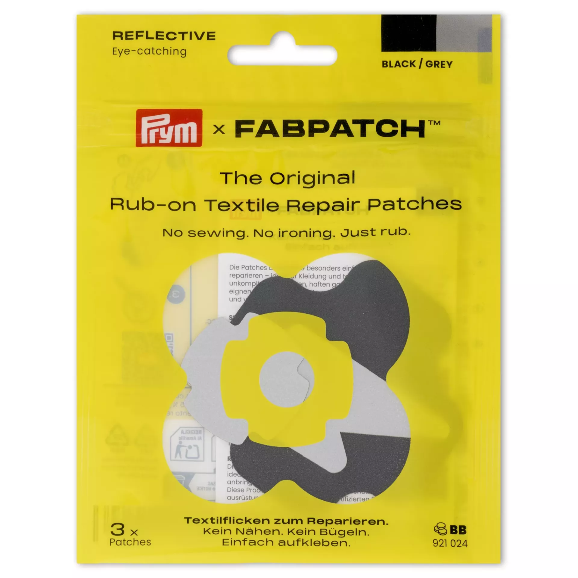 Rub-on Patch REFLECTIVE, schwarz/grau