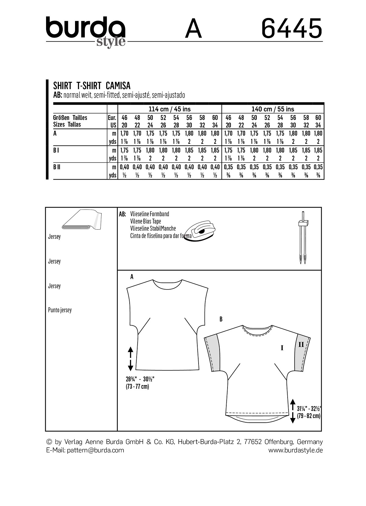 burda Schnitt 6445 "T-Shirts"