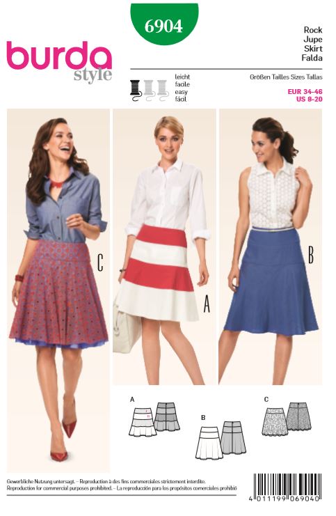 burda Schnitt 6904 "Rock mit hüftpasse"