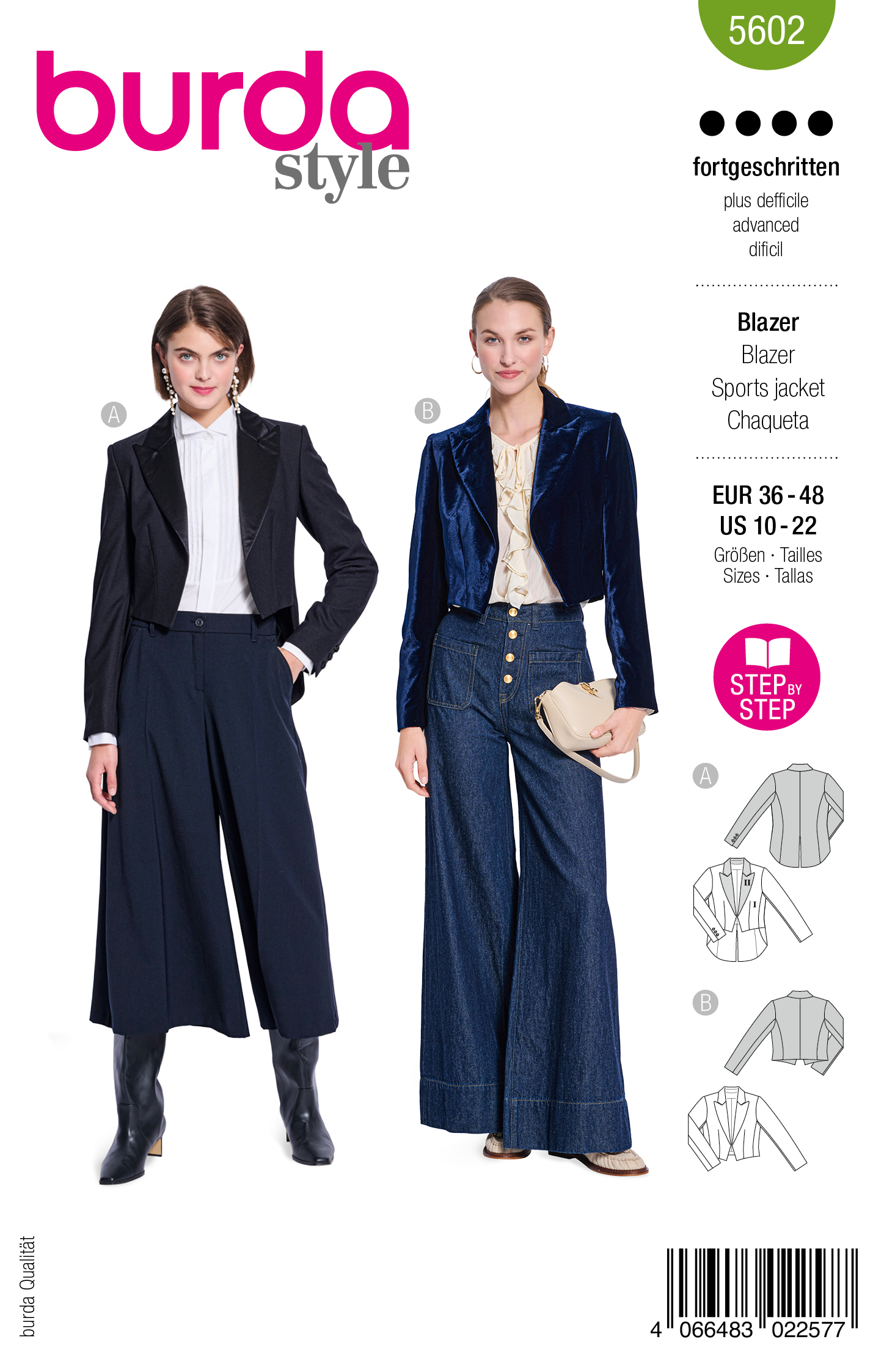 burda Schnitt 5602 - Spencer-Blazer in 2 Längen