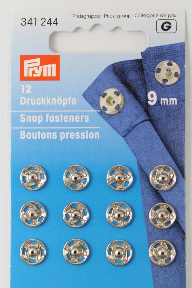 12 Annäh- Druckknöpfe ø 9mm silber 12 Annäh- Druckknöpfe ø 9mm silber