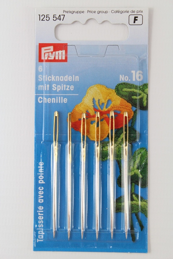 6 Sticknadeln mit Spitze No. 16 6 Sticknadeln mit Spitze No. 16