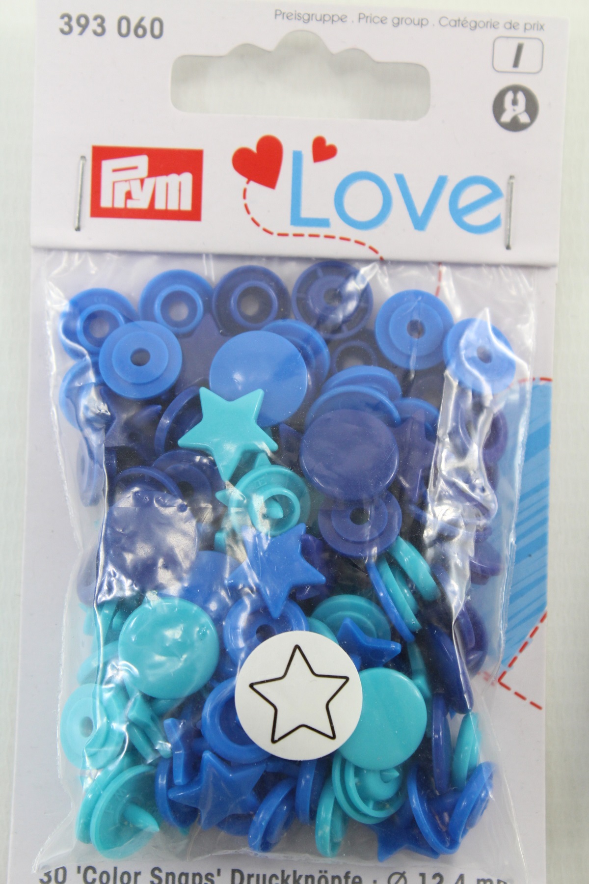 Druckknopf Color, Prym Love, Stern, 12,4mm, blau/türkis/tinte Druckknopf Color, Prym Love, Stern, 12,4mm, blau/türkis/tinte