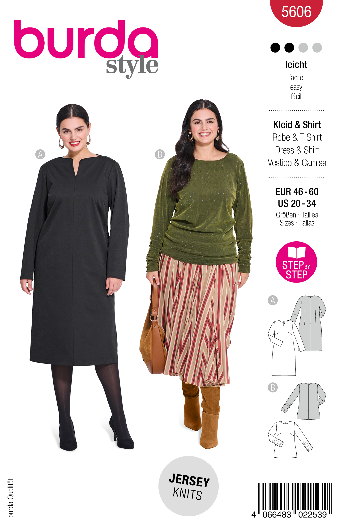burda Schnitt 5606 - Midi Kleid & Langarmshirt