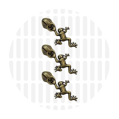 1 Reissverschluss-Schieber Frosch für Nylon Spirale Farbe Antikmessing 1 Reissverschluss-Schieber Frosch für Nylon Spirale Farbe Antikmessing