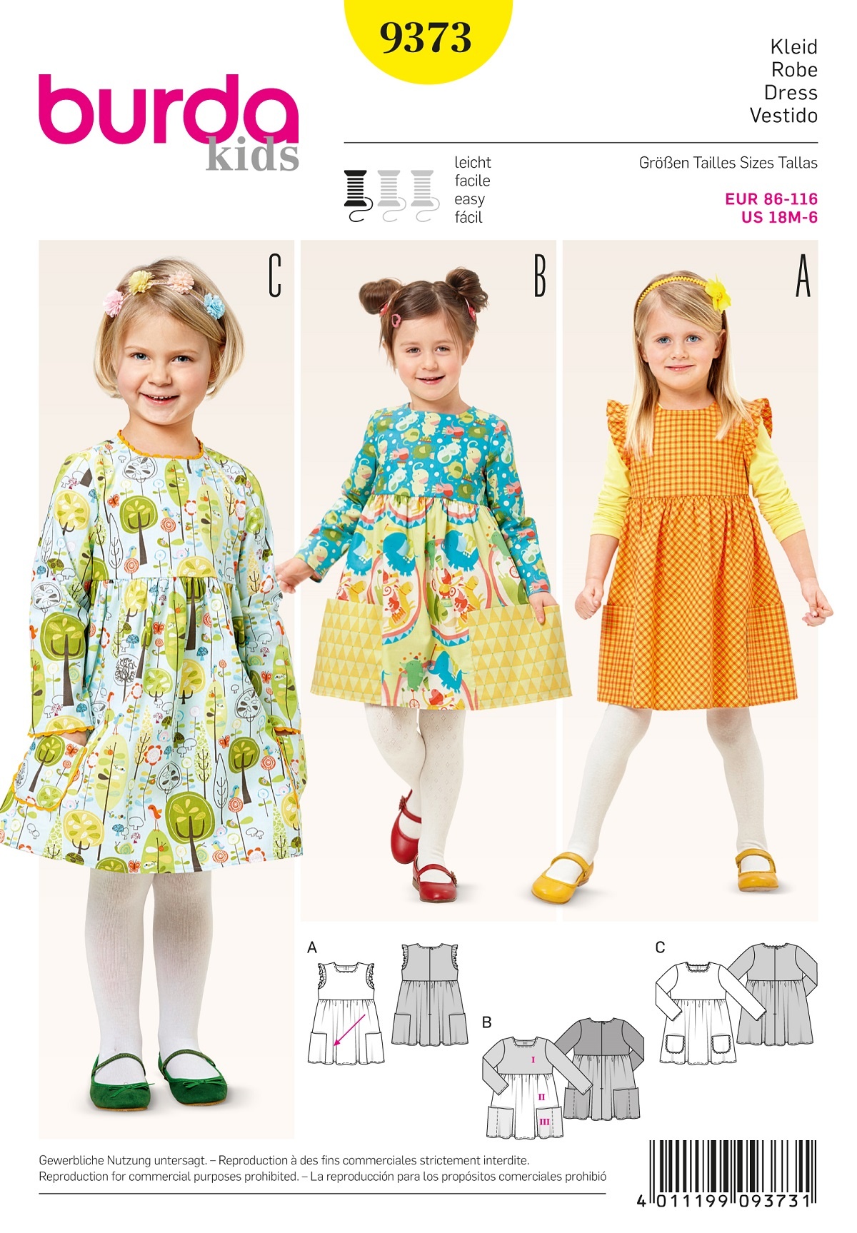 burda Schnitt 9373 "Mädchenkleid - gekräuselter Rock" burda Schnitt 9373 "Mädchenkleid - gekräuselter Rock"