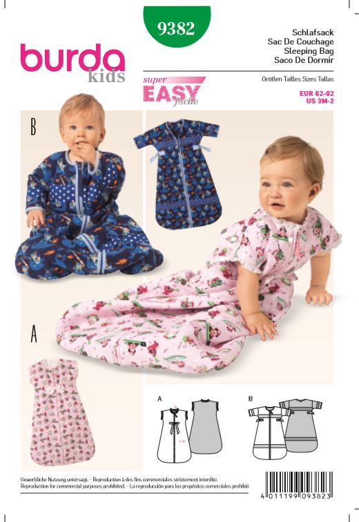burda Schnitt 9382 "Baby-Schlafsack" burda Schnitt 9382 "Baby-Schlafsack"