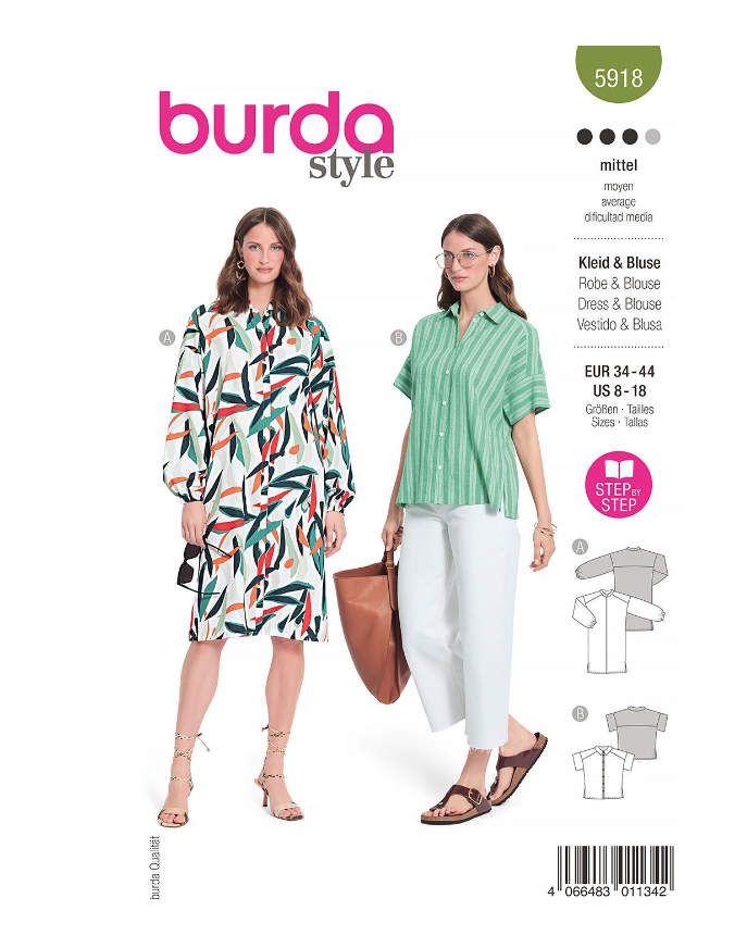 burda Schnitt 5918 "Hemdblusenkleid und Hemdbluse" burda Schnitt 5918 "Hemdblusenkleid und Hemdbluse"