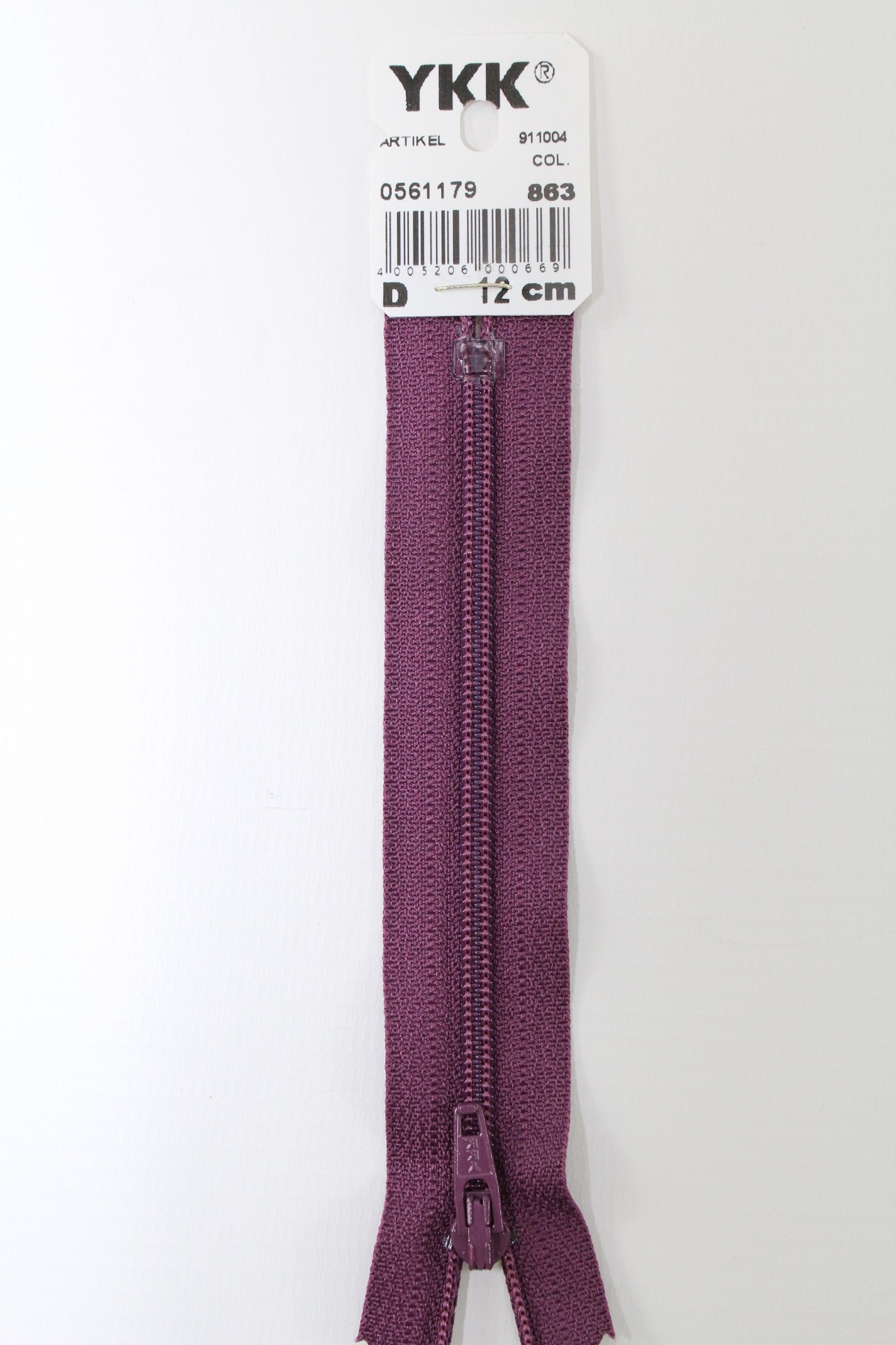 YKK-Reissverschluss 12cm-60cm, nicht teilbar, aubergine