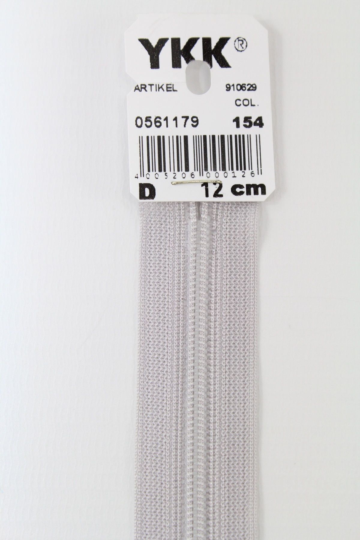 YKK-Reissverschluss 12cm-60cm, nicht teilbar, silbergrau YKK-Reissverschluss 12cm-60cm, nicht teilbar, silbergrau