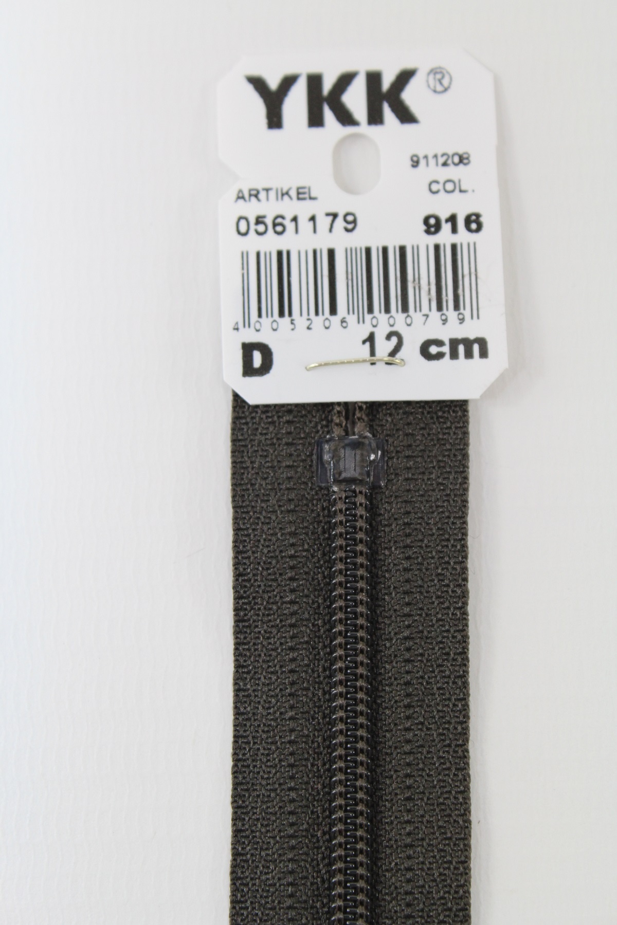 YKK-Reissverschluss 12cm-60cm, nicht teilbar, schwarzbraun