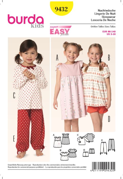 burda Schnitt 9432 "NachtWäsche und Nachthemd und Schlafanzug" burda Schnitt 9432 "NachtWäsche und Nachthemd und Schlafanzug"