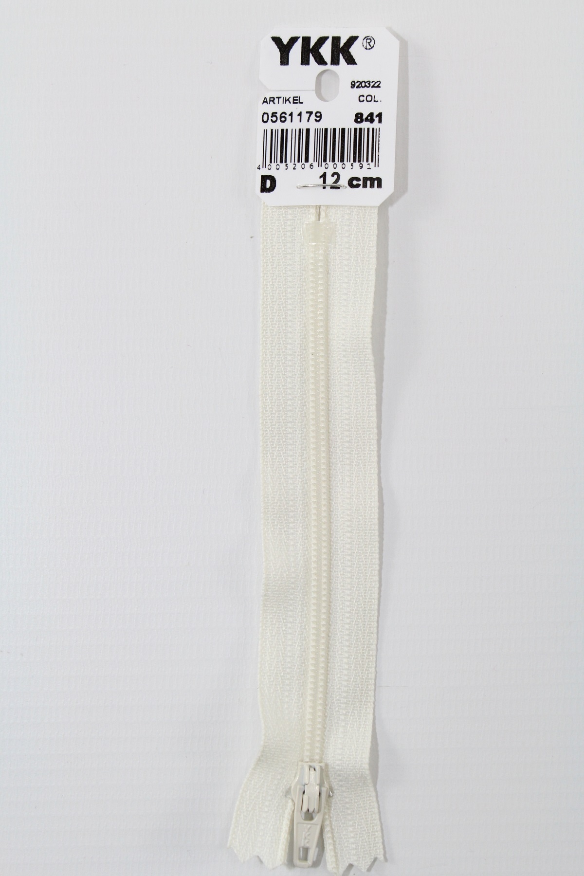 YKK-Reissverschluss 12cm-60cm, nicht teilbar, rohweiss YKK-Reissverschluss 12cm-60cm, nicht teilbar, rohweiss