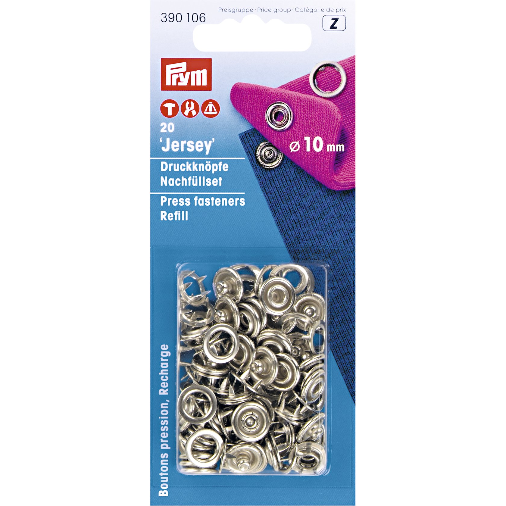 Nähfrei-Nachfüllpackung für 390107, Zackenring, 10mm, silberfarbig Nähfrei-Nachfüllpackung für 390107, Zackenring, 10mm, silberfarbig