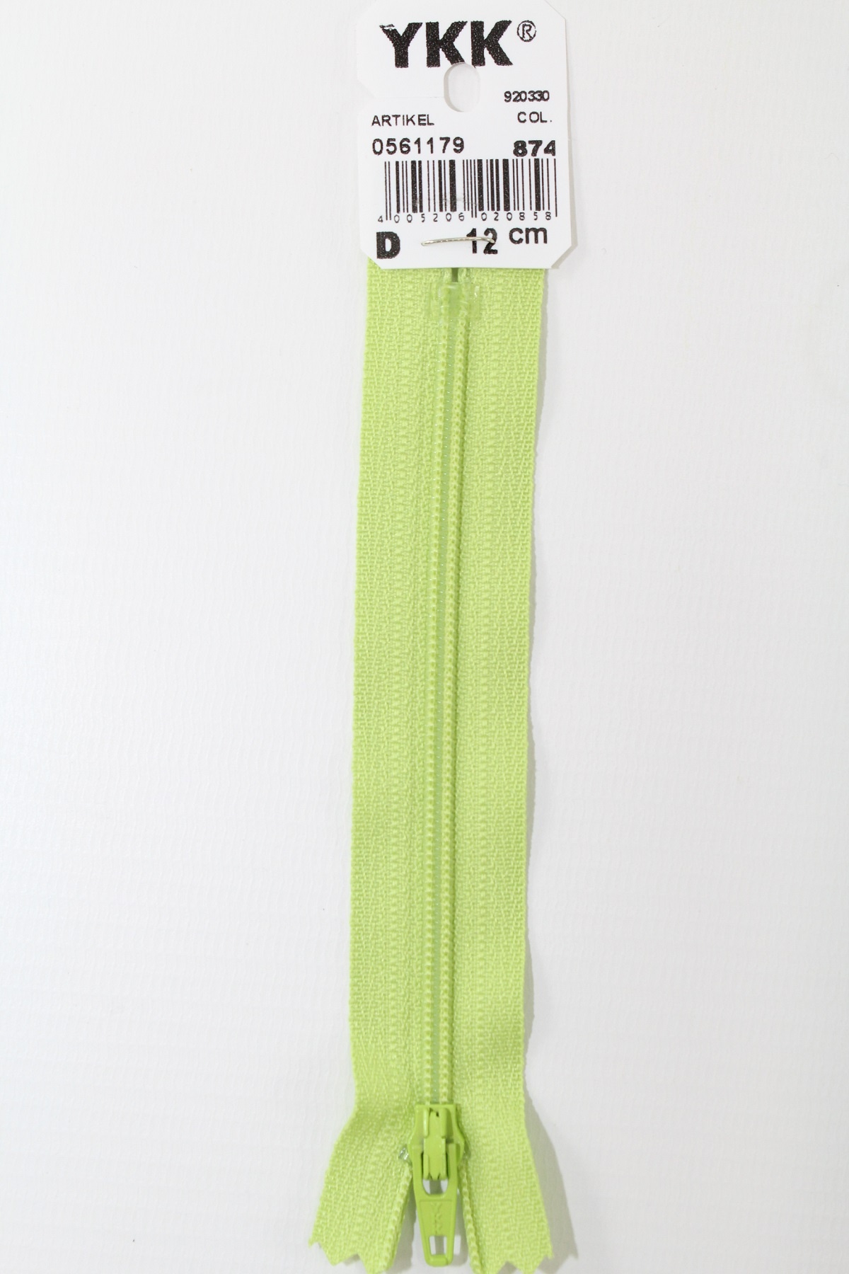 YKK-Reissverschluss 12cm-60cm, nicht teilbar, wiesengrün