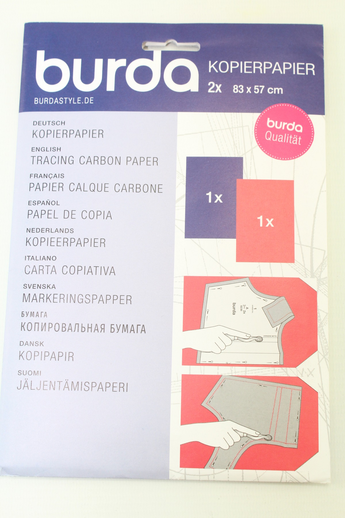 Kopierpapier 2 x 83cm x 57cm ( rot und blau)