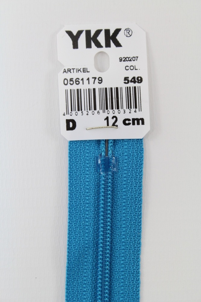 YKK-Reissverschluss 12cm-60cm, nicht teilbar, türkis YKK-Reissverschluss 12cm-60cm, nicht teilbar, türkis