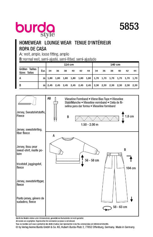 burda Schnitt 5853 "Lässige Homewear"