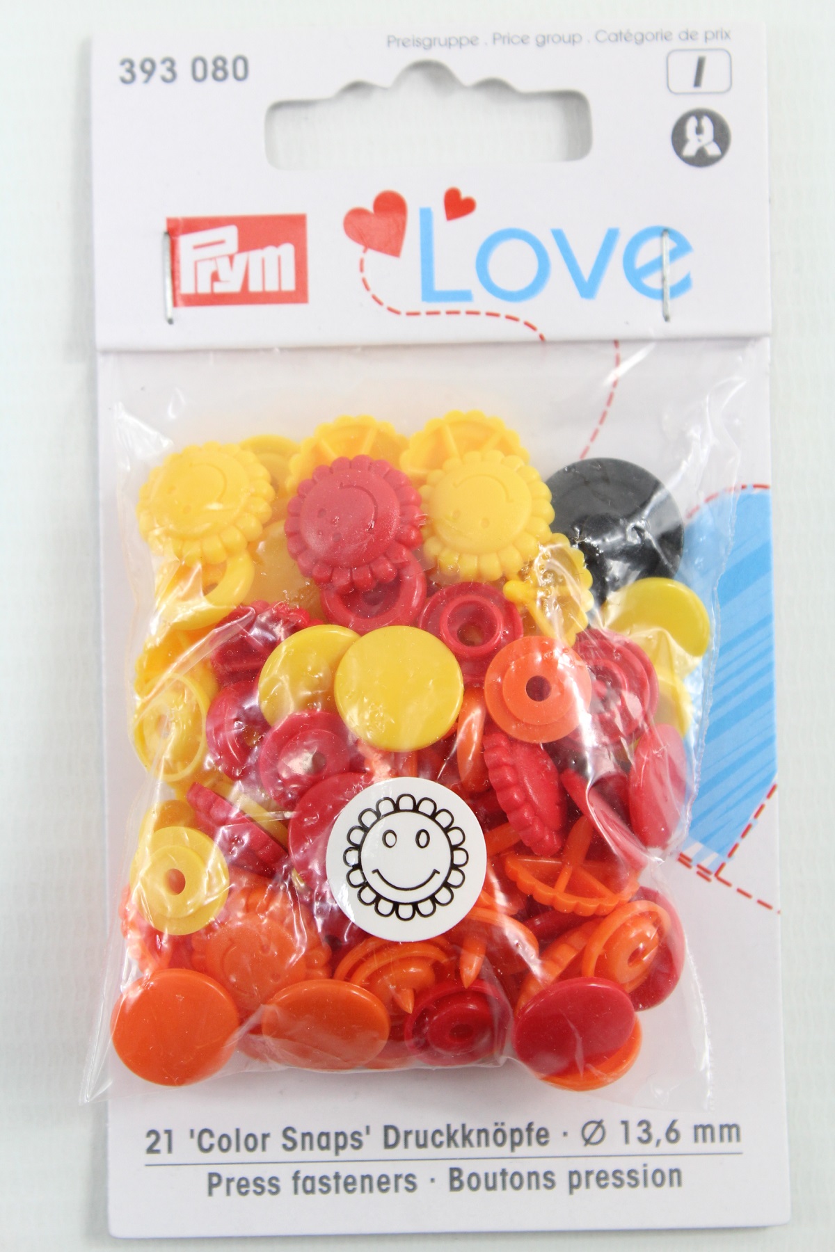 Druckknopf Color, Prym Love, Blume, 13,6mm, gelb/rot/orange