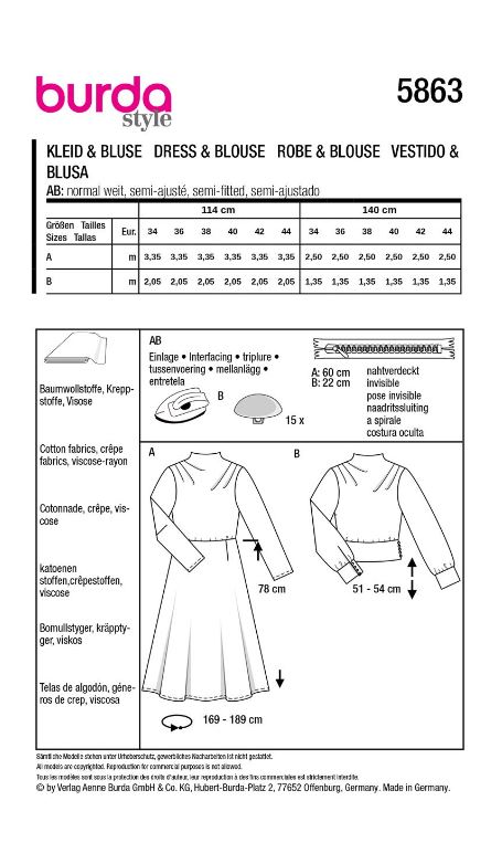burda Schnitt 5863 "Kleid und Bluse" burda Schnitt 5863 "Kleid und Bluse"