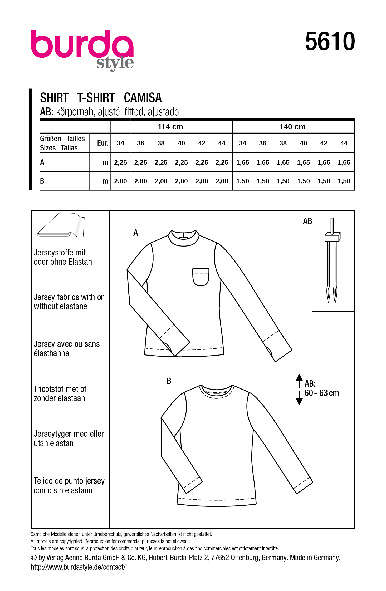 burda Schnitt 5610 - Basic-Longsleeve