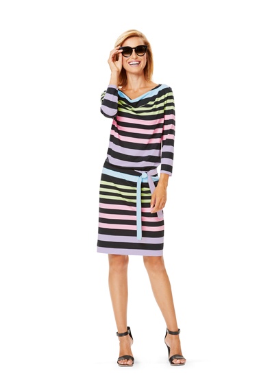 burda Schnitt 6639 "Jerseykleid und Wasserfall und Banddurchzug"