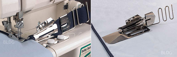 baby lock Doppelfaltschrägbinder mit Führungsrechen (Eingang 30 mm / Ausgang 8 mm) baby lock Doppelfaltschrägbinder mit Führungsrechen (Eingang 30 mm / Ausgang 8 mm)