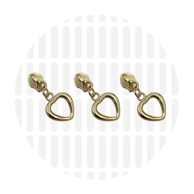 1 Reissverschluss-Schieber Herz für Nylon Spirale Farbe Gold 1 Reissverschluss-Schieber Herz für Nylon Spirale Farbe Gold