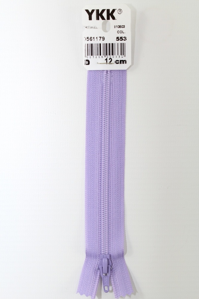 YKK-Reissverschluss 12cm-60cm, nicht teilbar, pastellflieder