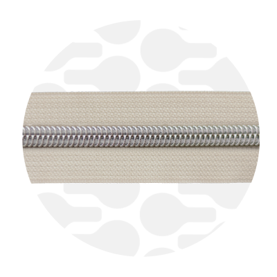 1m Reissversschluss endlos in Off white mit Silber Raupe