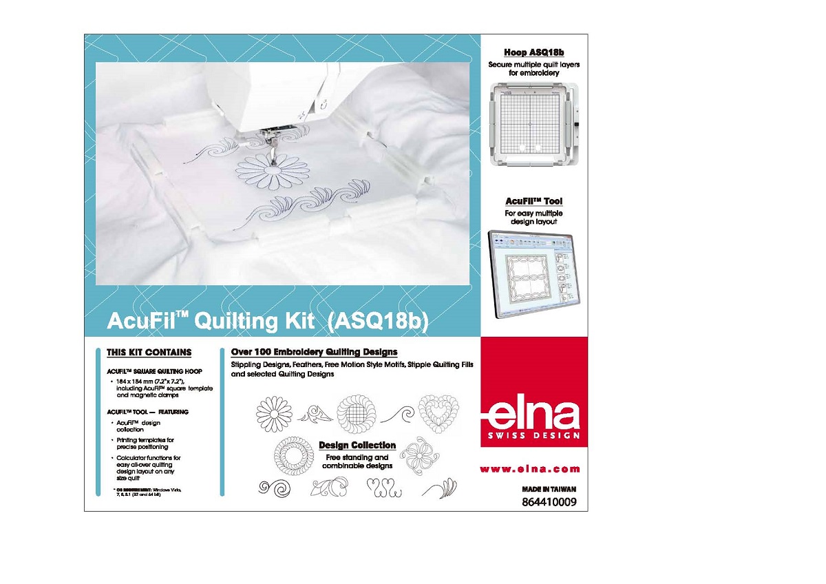 ELNA / Janome Viereckrahmen Quilt-Set ASQ18b 184x184mm (für 830 / 830L)