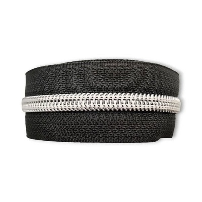 1m Reissversschluss endlos in Midnight Grey mit Silber Raupe