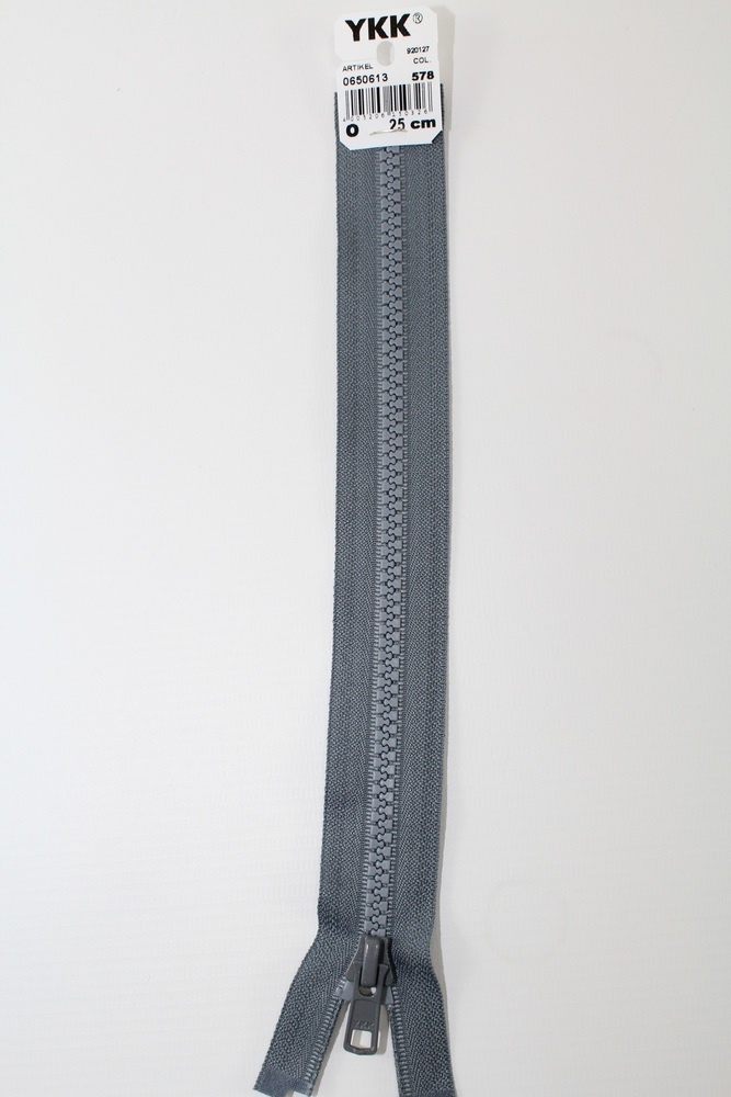 YKK - Reissverschlüsse 25 cm - 80 cm, teilbar, mausgrau