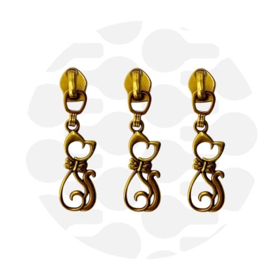 1 Reissverschluss-Schieber Katze für Nylon Spirale Farbe Altgold 1 Reissverschluss-Schieber Katze für Nylon Spirale Farbe Altgold