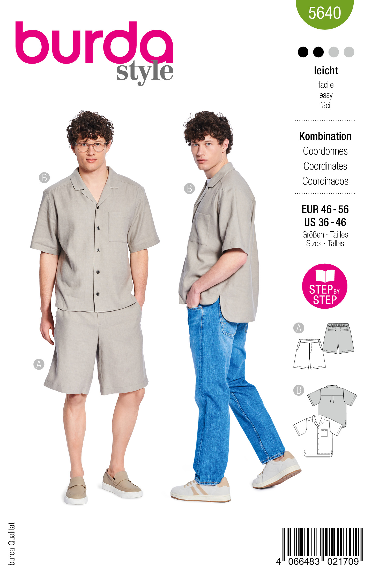 burda Schnitt 5640 - Set Hemd und Shorts