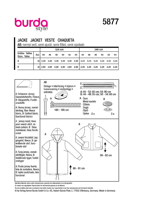 burda Schnitt 5877 "Warme Jacke"