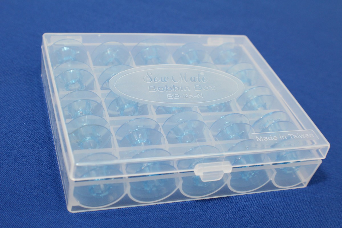 25 Spulen Box für PFAFF Modelle (blaue) mit Stahl-Greifer und -Spulenkapsel
