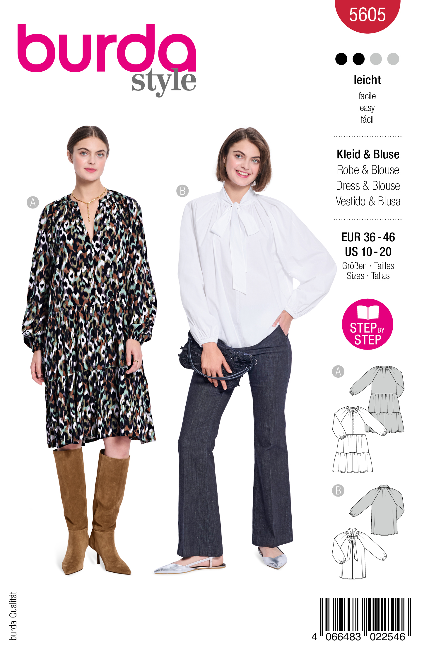 burda Schnitt 5605 - Volantkleid & Schluppenbluse