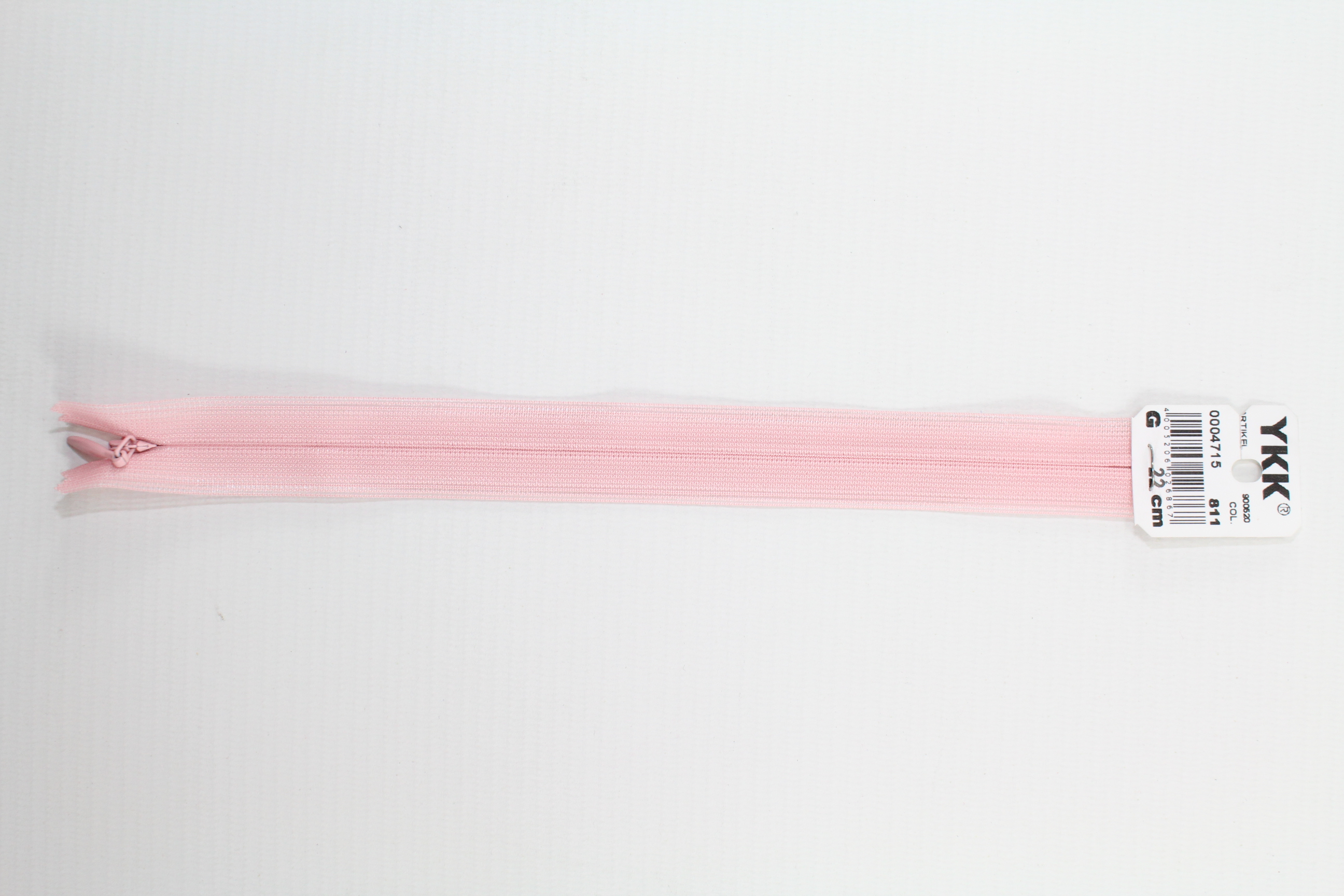 Nahtverdeckter Reissverschluss aus Kunststoff 22cm (perlrosa) Col. 811