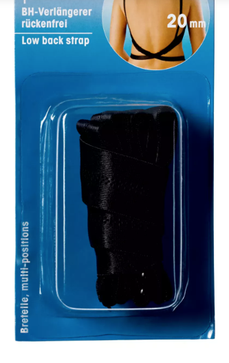 1 BH - Verlängerer rückenfrei 20mm schwarz (Restposten)