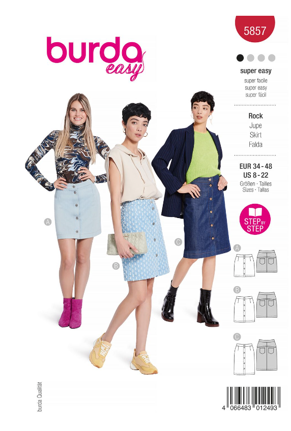 burda Schnitt 5857 "Röcke mit unterschiedlichen Längen" burda Schnitt 5857 "Röcke mit unterschiedlichen Längen"