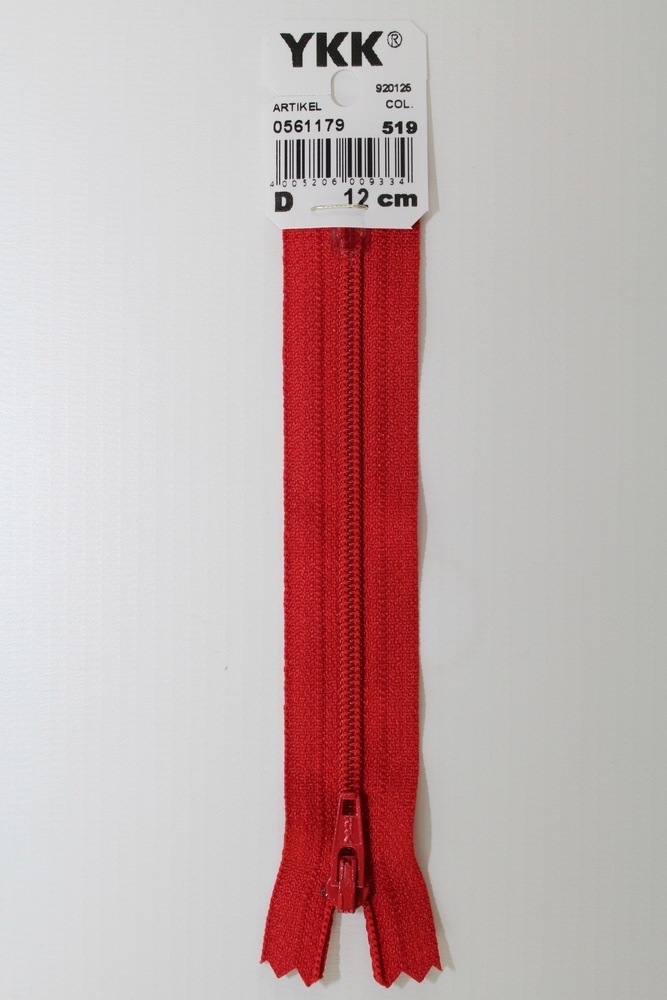 YKK-Reissverschluss 12cm-60cm, nicht teilbar, dunkelrot