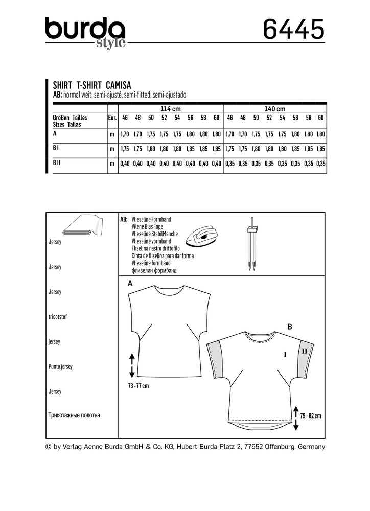 burda Schnitt 6445 "T-Shirts"